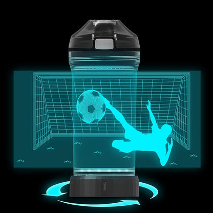 YuanDian Light Up Kids Water Bottle with 3D Soccer Design- 14 OZ Tritan BPA Free - Cool Drinking Cups Gift for School Kids Boy Child Sport Soccer Lovers