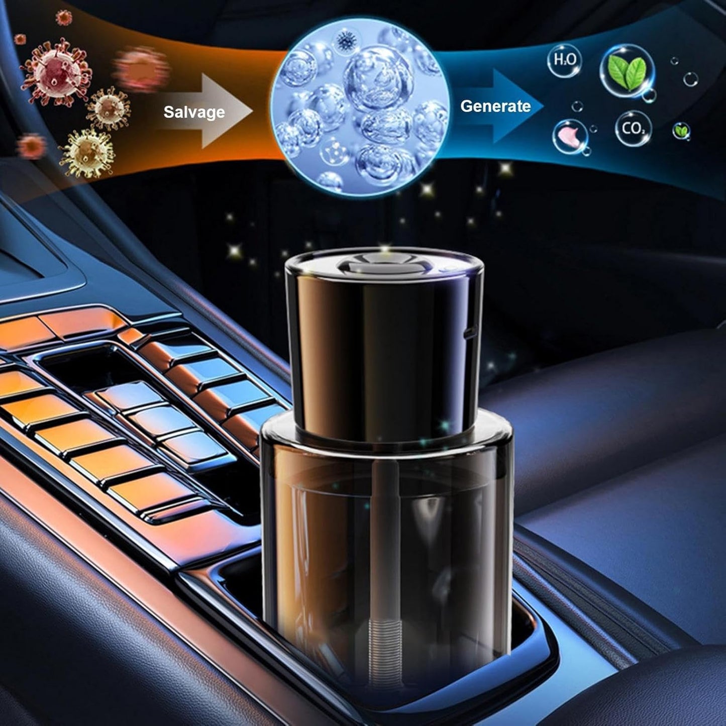 Automatic Car Air Freshener - 50ml Intelligent Control Car Aromatherapy Diffuser, 5 Adjustable Modes,Oil Diffuser Atomizer for Home and Car, USB Powered Auto Fragrance