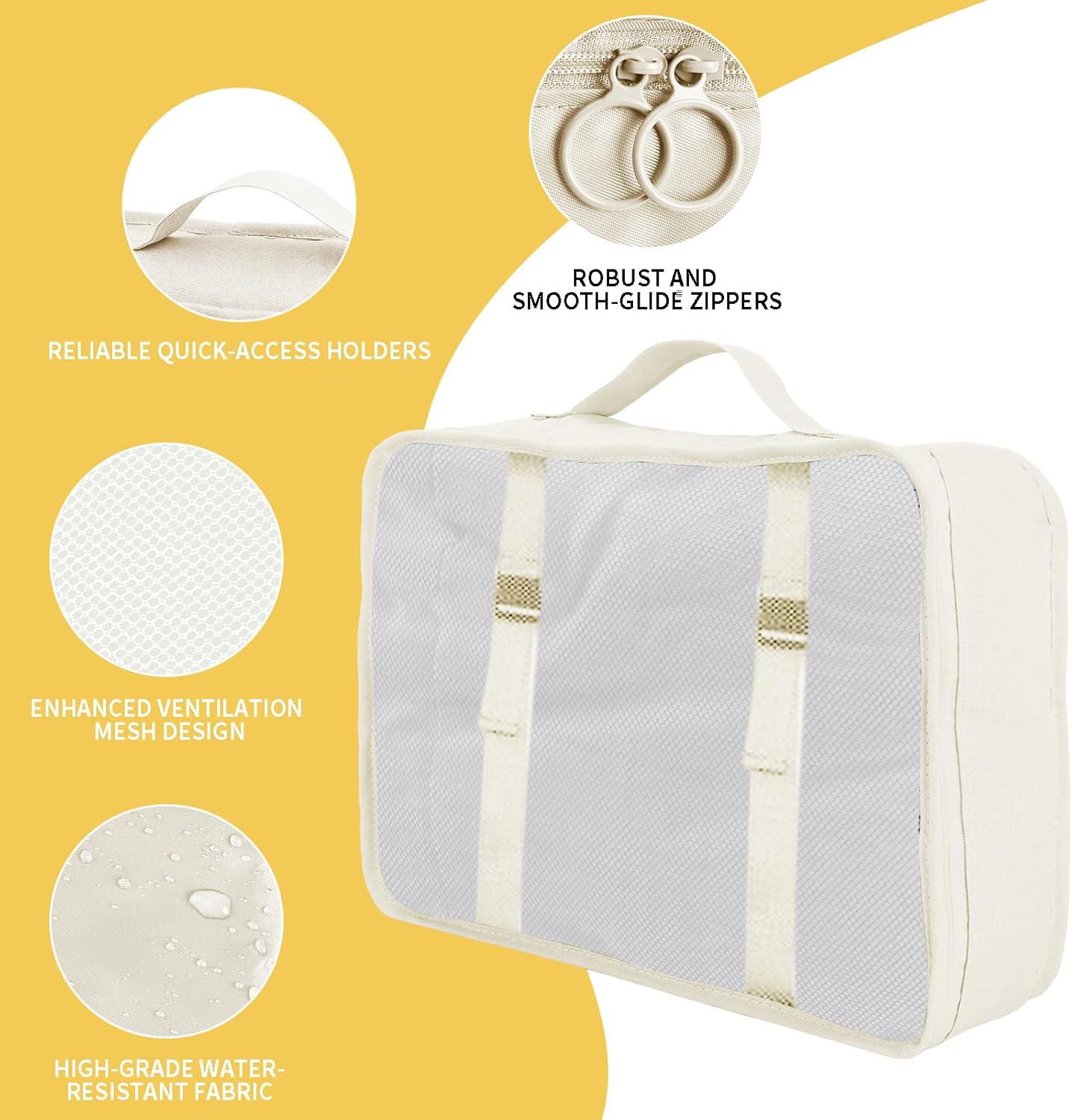 Neween 9PCS Packing Cubes for Suitcases, Travel Luggage Packing Organisers with Shoe Bag & Cosmetic Bag, Waterproof Travel Essential Cube Accessories Clothes Toiletries Storage Pouch (B-Beige)