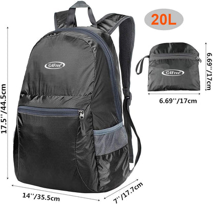 G4Free 20L Foldable Backpack Water Resistant Daypack for Outdoor Walking