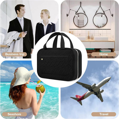 AUMA Hanging Toiletry Bag, Large Capacity Travel Toiletry Cosmetic Bag, Multifunctional Travel Organizer for Women Travel Camping Outdoor-Black