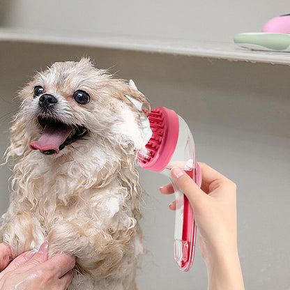 Pet Bath Brush | Soft Dog Shower Brush with Long Handle,Reusable Silicone Bristle Cat Comb Cleaner Shower Accessories for Small Animals Kitten Puppy