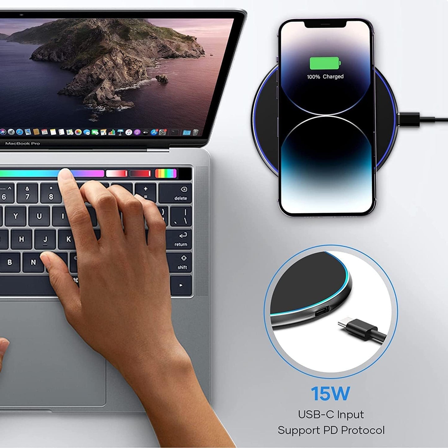 POWERIVER Wireless Fast Charger, Qi Induction Charger Compatible with iPhone 14/15/13/12/11/ Pro/XS Max/XR/XS/X, AirPods 2/3/Pro, Samsung Galaxy S23/S22/S21/S10/S9/S8/Note 20/10