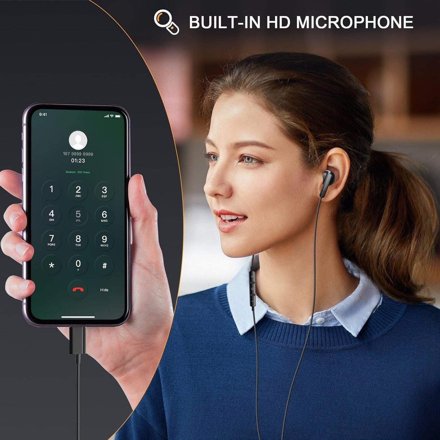 USB C Headphones for iPhone 15/16 Pro Max/ 15 Pro Max Earphones Wired Type C with Mic Stereo USB C Earbuds Semi in Ear Headphone Wired for Samsung S25/ S24/ S23 Ultra Pixel 8 9 Pro Android