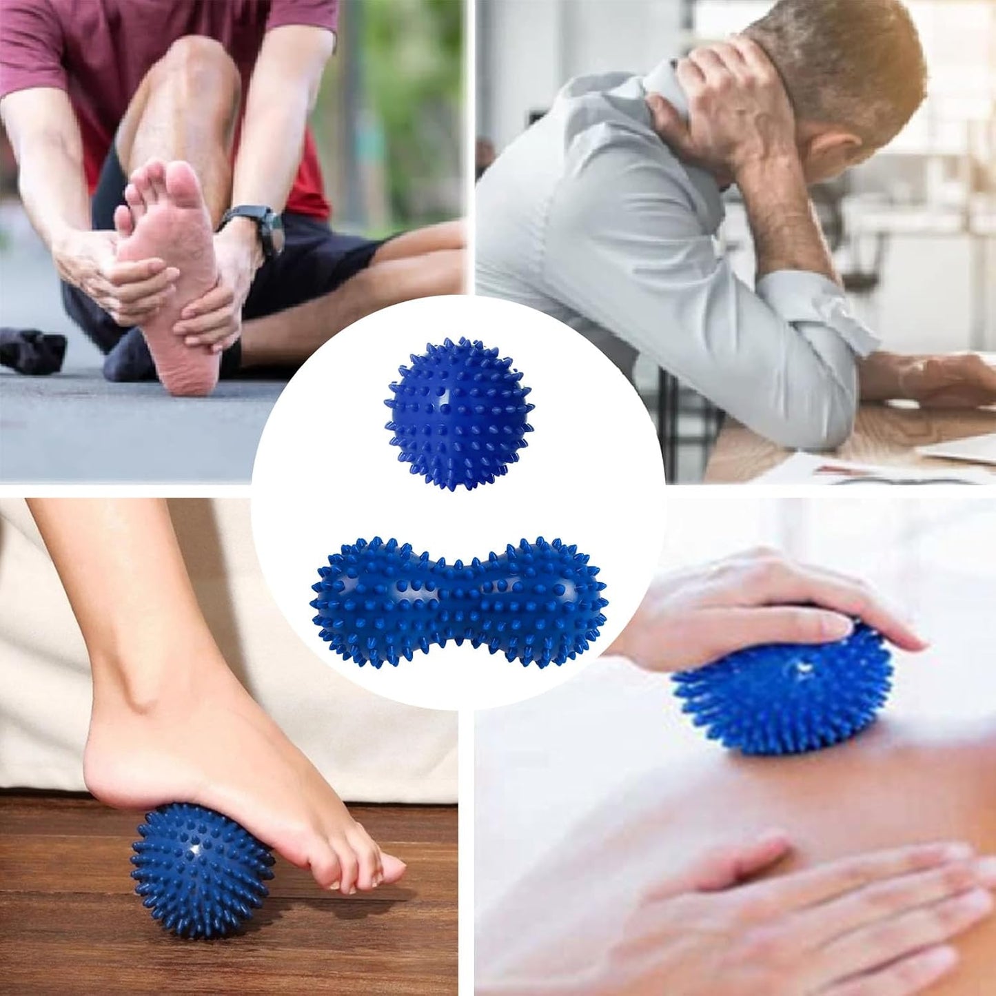 Massage Balls, Foot Massage Balls, Set of 2 Balls Hedgehog Plantar Fasciitis, Trigger Point Massage, Muscle Massager for Muscle Recovery Legs Feet Hands