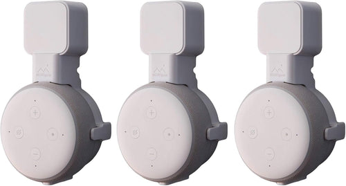 Dot Genie Affordable Essentials (3rd Gen) Voice Assistant Wall Mount Stand. Slimmest Design. Best Fit. Exposed Speaker Grill and Mics and Lights. Designed and Assembled in USA (White, 3-Pack)
