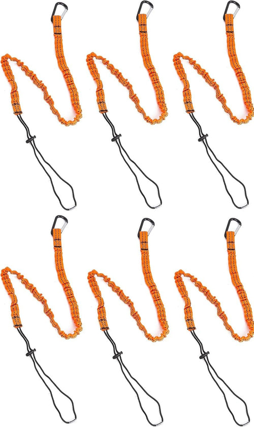6PCS Safety Tool Lanyard with Carabiner Clip - Retractable Lanyard Bungee Chord Tools