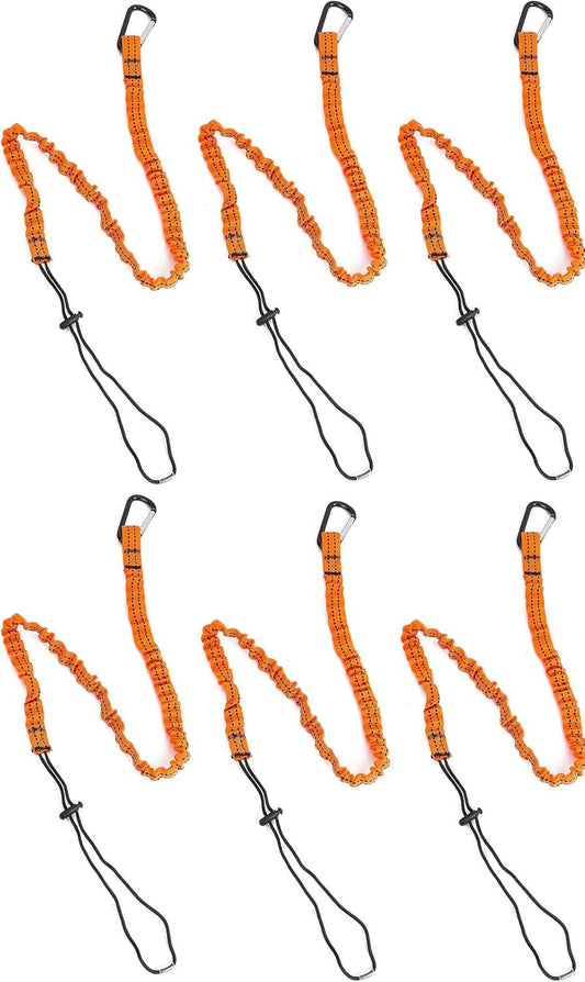 6PCS Safety Tool Lanyard with Carabiner Clip - Retractable Lanyard Bungee Chord Tools