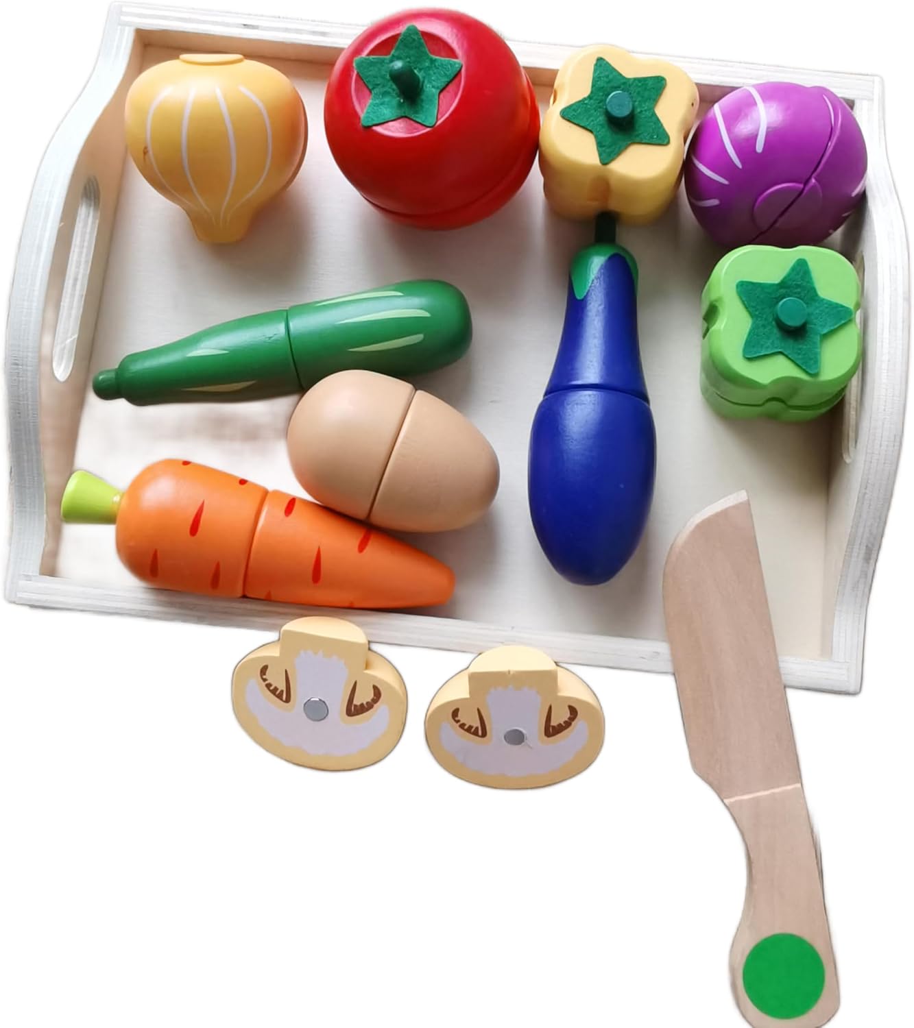 BEACENOV Wooden Play Food Toy for Toddler,Kids Kitchen Play Food Set,Play Kitchen Accessories,Pretend Play Toy Food Set,Toddler Montessori Educational Toy for Boys Girls Gift,Cutting Fruits Vegetables