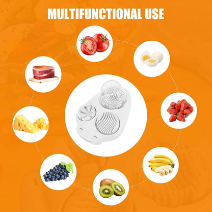 3 in 1 Egg Slicer for Hard Boiled Eggs, Portable Multifunctional Egg Cutter with Stainless Steel Wire, Food Evenly Slice Dice Chop Grape Strawberry Banana Tomato Mushroom for Kitchen Chopper Tool