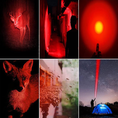 MODOAO Red Light LED Torch, 8 Pack High Power LED Pen Flashlights, Waterproof Handheld Flashlights Pocket Compact Torch with Clip, for Camping, Hiking, Night Vision, Astronomy and Emergency