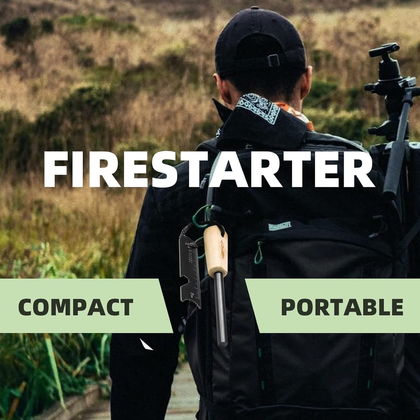 Fire Starter Survival Tool,Ferro Rod Fire Starter Kit & Backpacking Multitool,Flint and Steel,Firestarter Survival,fire Steel,fire Rod