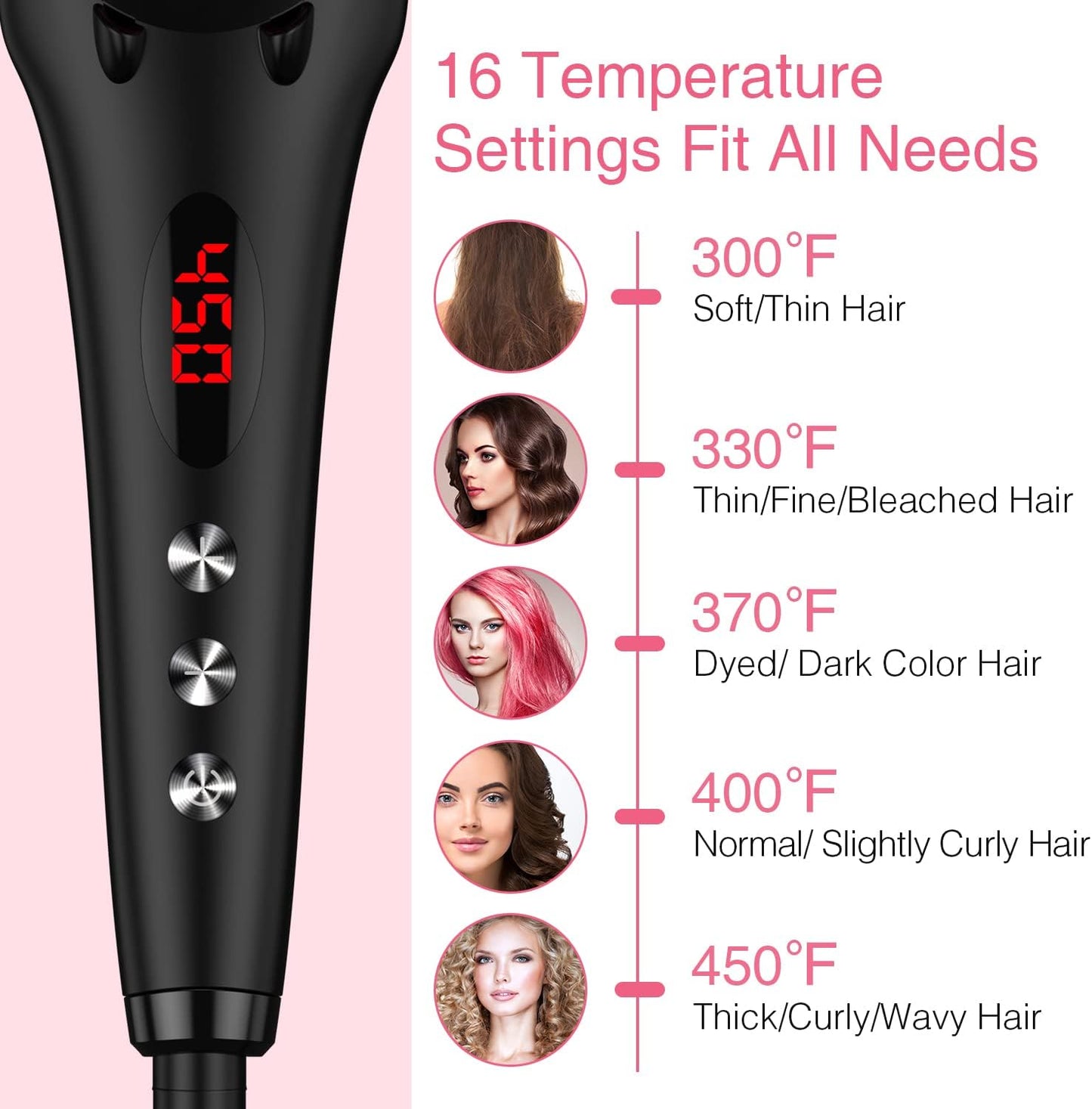 MiroPure 2 In 1 Ionic Hair Straightener Brush With Heat Resistant Glove And Temperature Lock Function (Black)