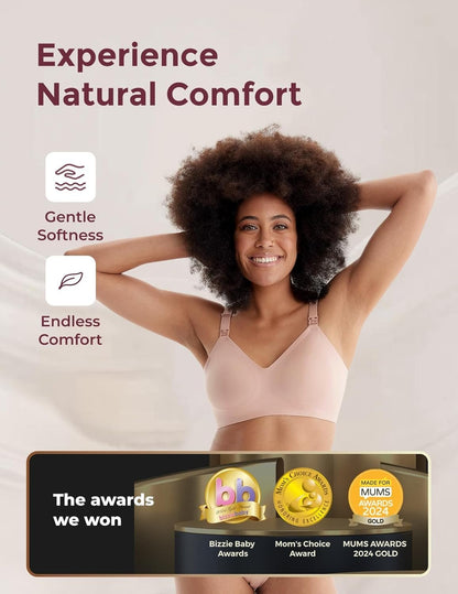 Momcozy Nursing Bras for Breastfeeding, Seamless Ultra Comfort Maternity Bra, Natural Shape, Pregnancy Sleep Bralette