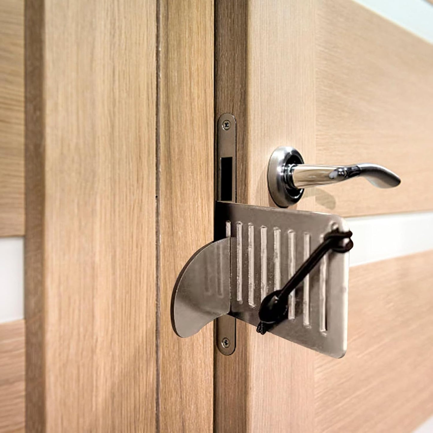 Portable Door Lock, Child Safety Device, Adjustable Security Lock, Heavy-Duty Stainless Steel, No Tool Quick Install, Compact Travel-Friendly Design, For Home Or Apartment Use, 3.15in