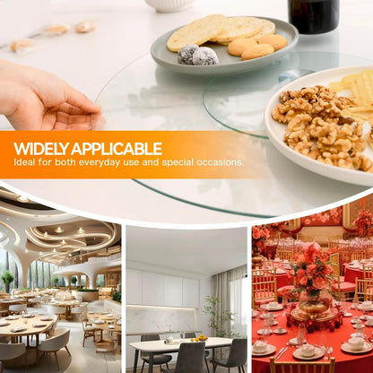Felic Tempered Glass Lazy Susan, Turntable Tabletop Rotating Serving Tray, 360° Rotating Tray Serving Plate, Dining Table Top/Spices Storage Holder for Family Gatherings, Banquets, Weddings (50cm)