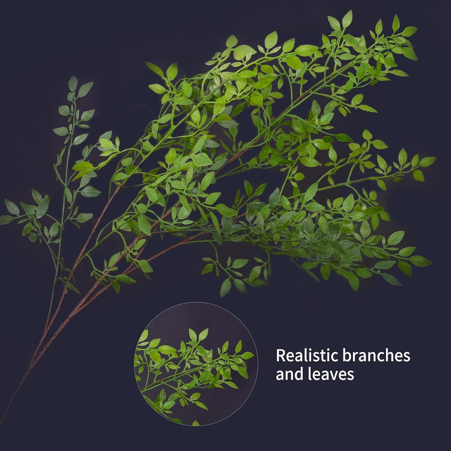 Melorca&Guilla Artificial Plants,2PCS 43" Green Nandina Faux Branches for Vase,Artificial Plants for Shop Garden Office Home Décor