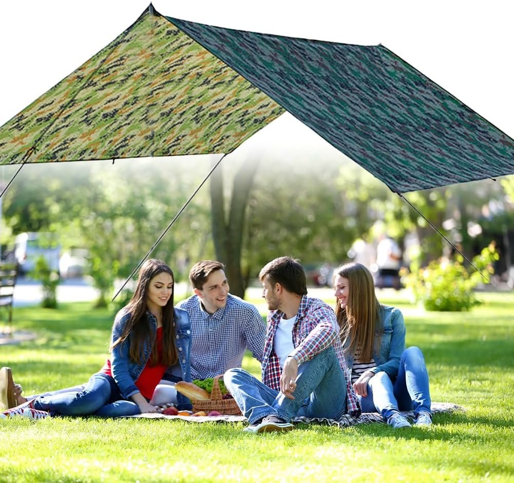 Joyzan Tent Tarp, Waterproof Camping Footprint Hammock Rain Fly Cover Rainfly Backpacking Survival Shelter Floor Ground Sheet Sunshade Beach Blanket Mat Hiking Travel Picnic Outdoor Park Lawn Grass