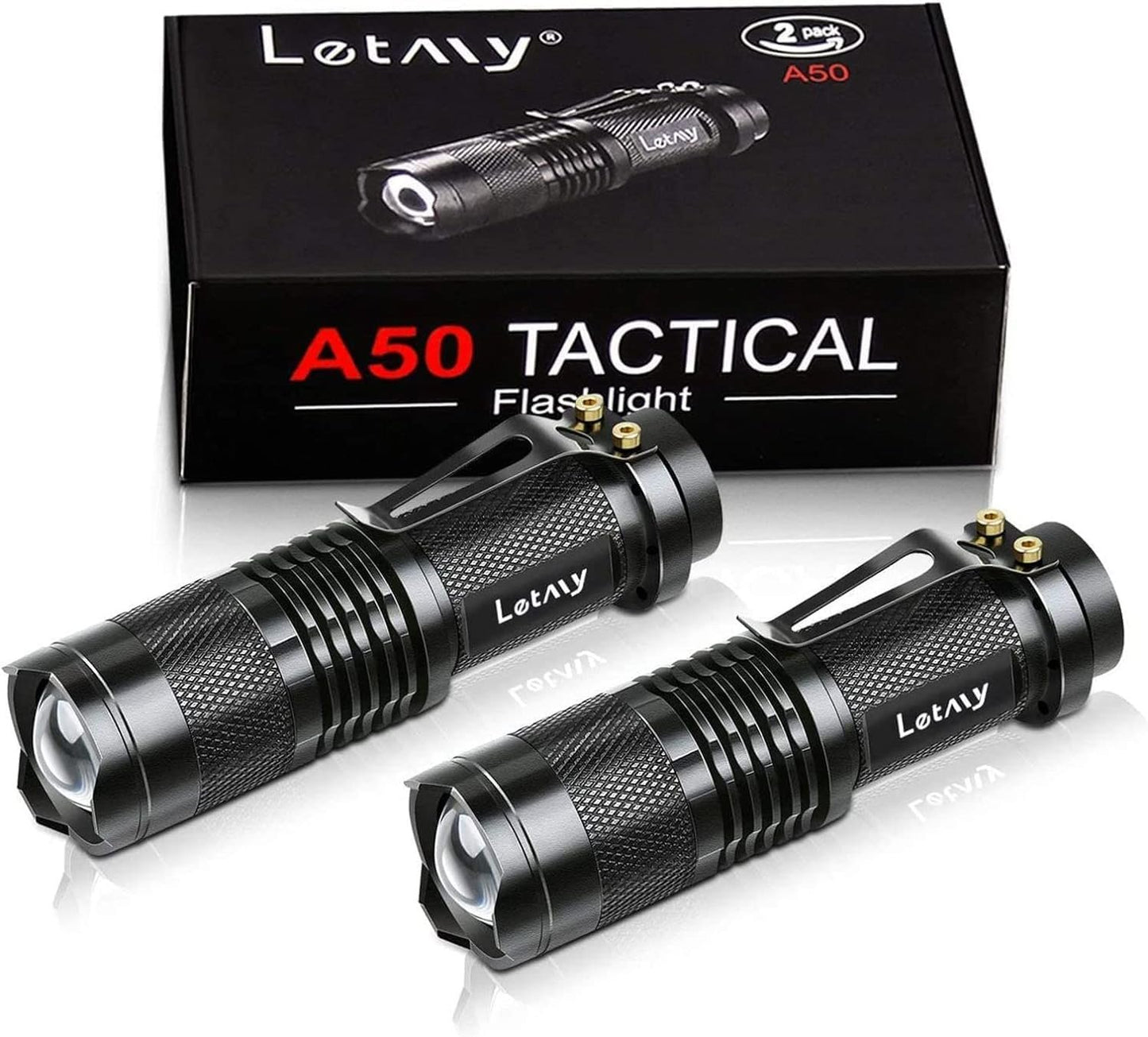 LETMY LED Flashlight, Super Bright Zoomable Handheld Flashlights - High Lumen, 3 Modes, Waterproof Pocket Flashligtht for Hiking Camping Biking Home Emergency (2 Pack)