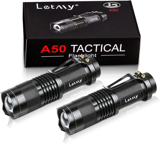 LETMY LED Flashlight, Super Bright Zoomable Handheld Flashlights - High Lumen, 3 Modes, Waterproof Pocket Flashligtht for Hiking Camping Biking Home Emergency (2 Pack)