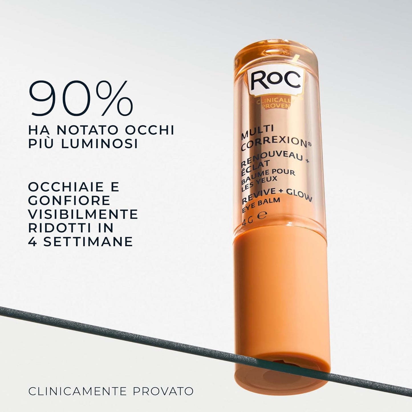 RoC - Multi Correxion Revive + Glow Eye Balm - Vitamin C Formula And Peptides - Reduction Of Dark Cracks And Bags - Contactless Application - Hypoallergenic - 4g