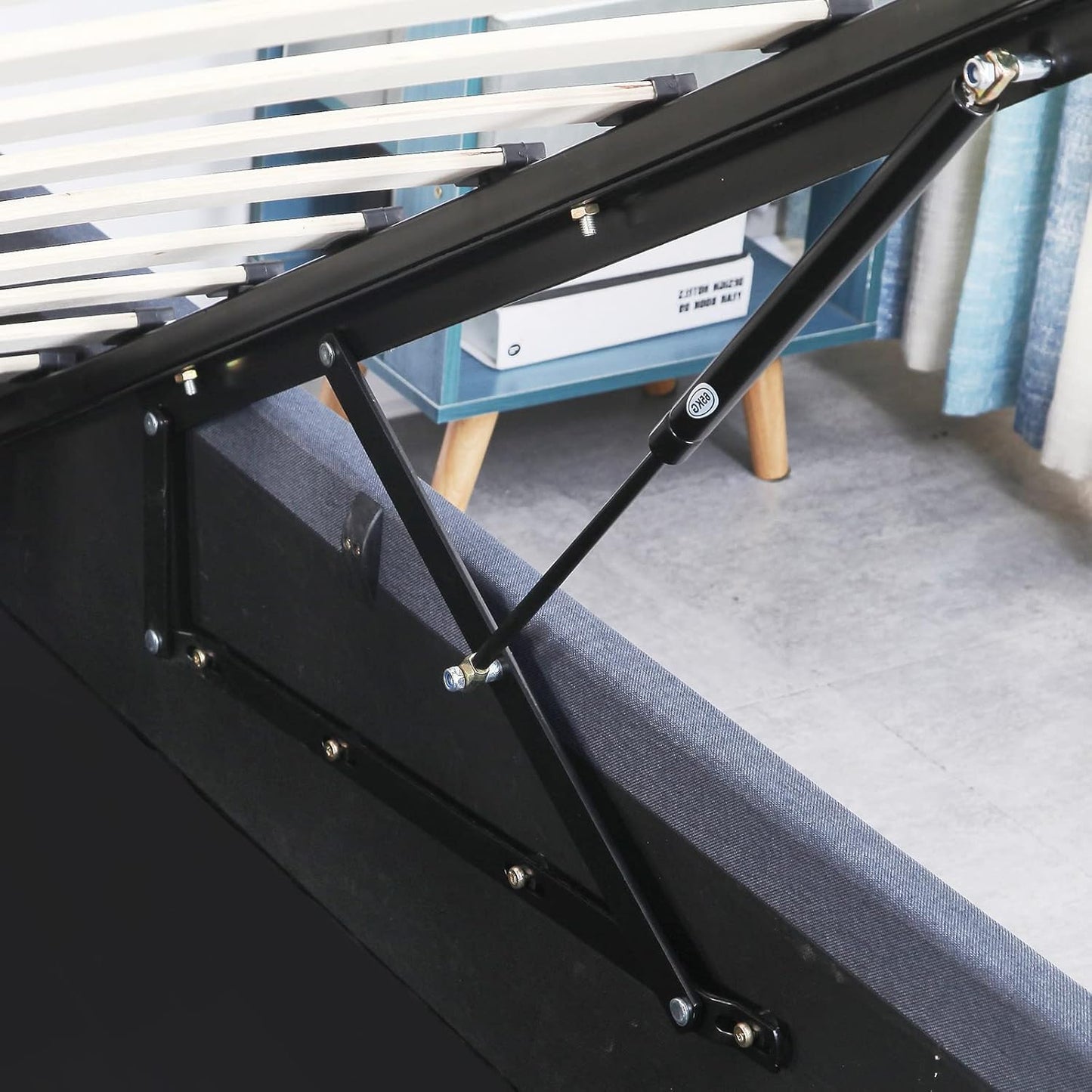 Milano Decor Gas Lift Bed Frame Capri Platform Base Bed with Storage Upholstered Modern Contemporary Design (King, Charcoal)
