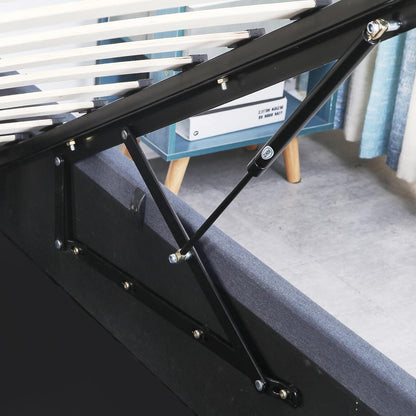 Milano Decor Gas Lift Bed Frame Capri Platform Base Bed with Storage Upholstered Modern Contemporary Design (King, Charcoal)