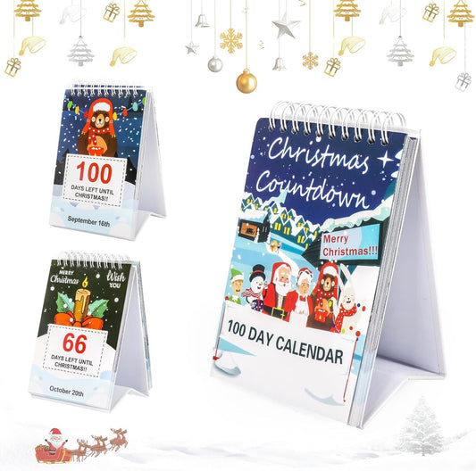 KufaerBeam Christmas Calendar 2024 100 Days Countdown Calendar Christmas Advent Calendar Countdown for Kids, Christmas Party Gifts for Home, Office, Room