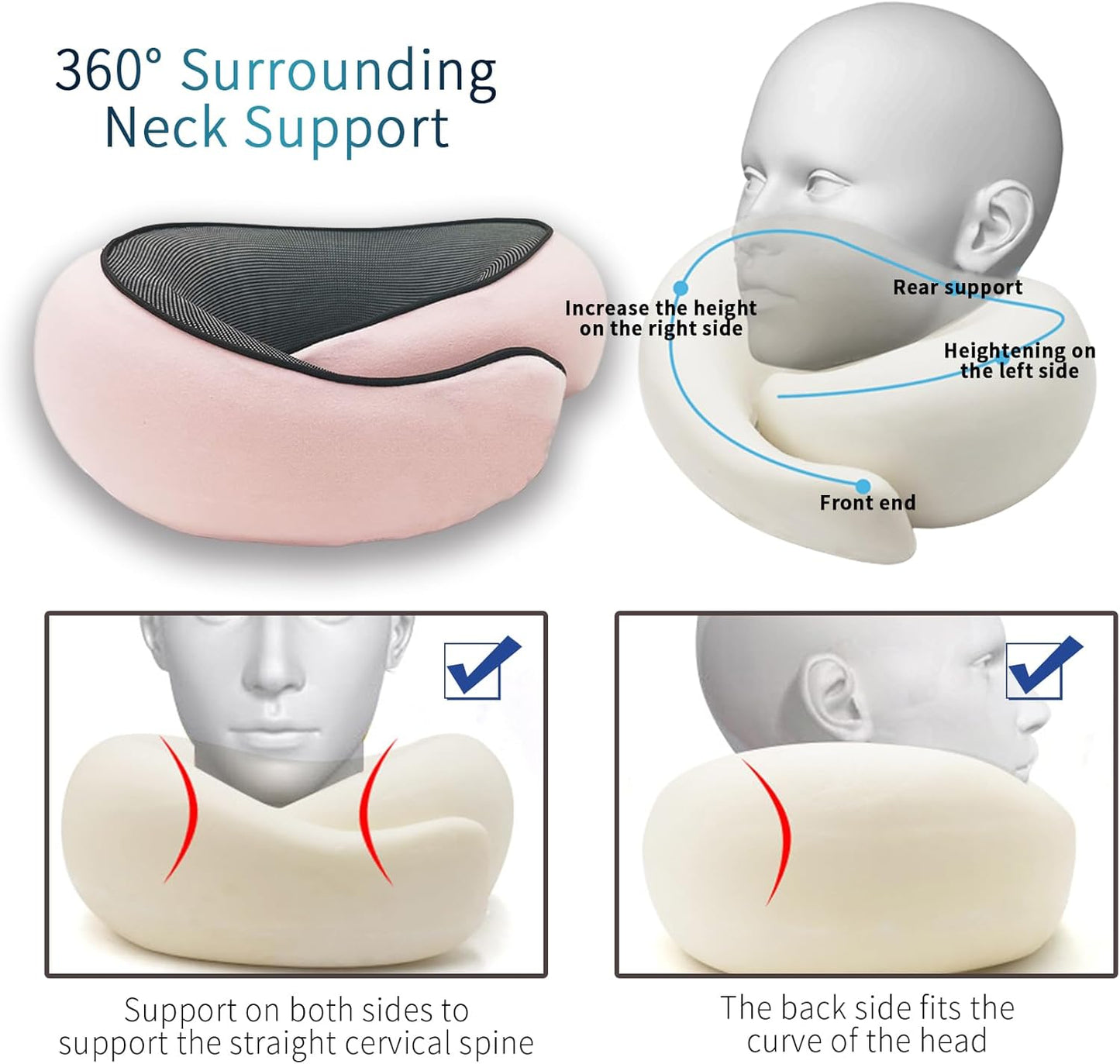 Flyhugz Travel Pillow, Flyhugz Neck Pillow, Wander Plus Travel Pillow, Flyhugs Neck Travel Pillow, Memory Foam Travel Pillow (Dark Gray)