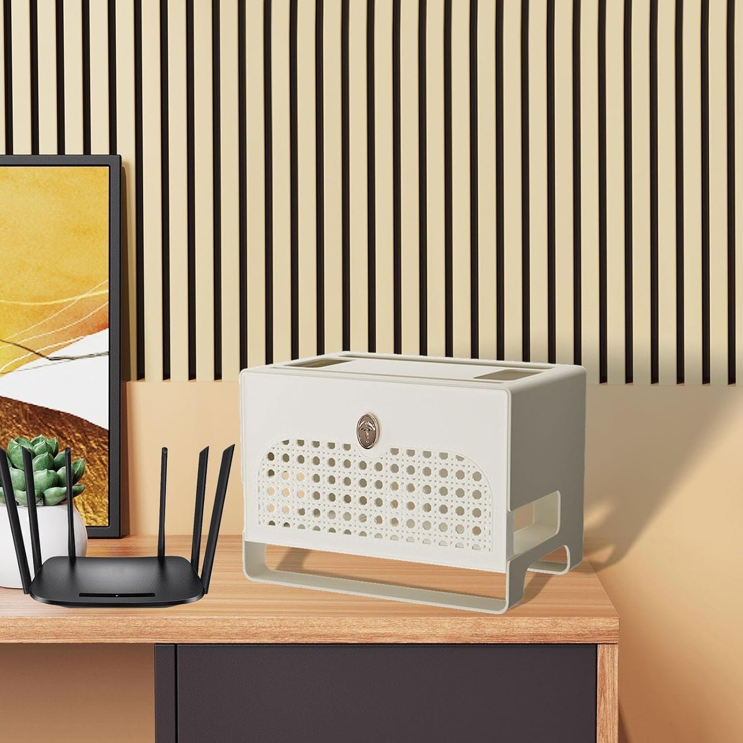 YWJLQH Sleek Cable Management Box for Tidy Workspace Organization, White