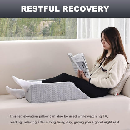 Shinnwa Leg Elevation Pillow Post Surgery with Washable Cover and Handle, Leg Support for Injury Recovery&Pain Relief, Knee Pillow for Sleeping - Grey