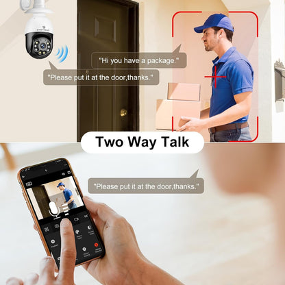 SYMYNELEC 5GHz/2.4GHz Light Bulb Security Camera Outdoor Waterproof 2.5K, Dual-Band WiFi Light Socket Security Camera with AI Human Motion Detection Tracking 4MP Color Night Vision Siren Alarm Alexa