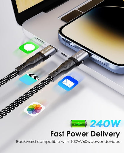 2Pack Magnetic USB C Male to USB C Female Adapter, 240W Type C Adapter Extender, 40Gbps Data Transfer 4K Video Output for Steam Deck, ROG Ally, Switch, Notebook, PC, Tablet, iPhone 15 USB4 Straight