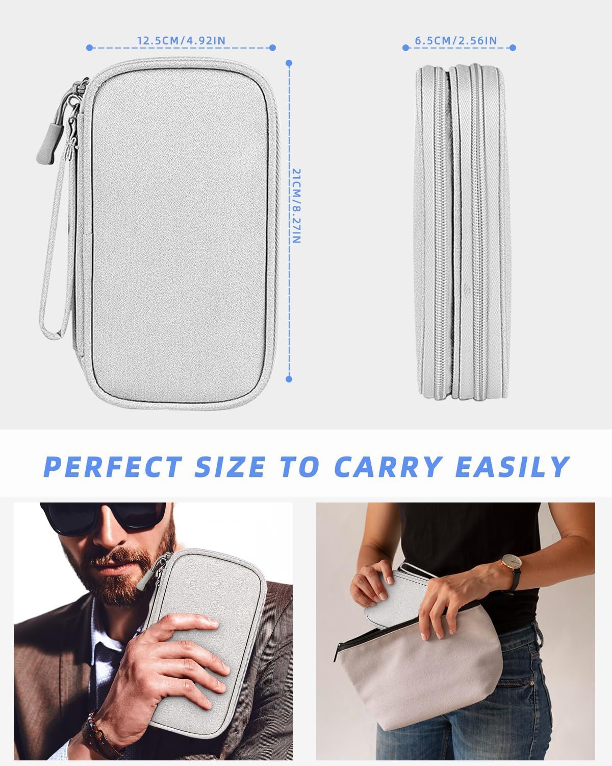 SOBEAU Bag for Cables, Electronic Cable Organizer Travel, Accessories Bag, Universal Bag Organizer Portable Cables for USB, SD Cards, Chargers, Hard Disks, Grey, grey, Paquete variado, Elegant