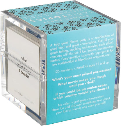 TableTopics Dinner Party Question Card Game - 135 Entertaining Conversation Starter Cards for Dinner Table with Adult Friends, Getting to Know You Game.