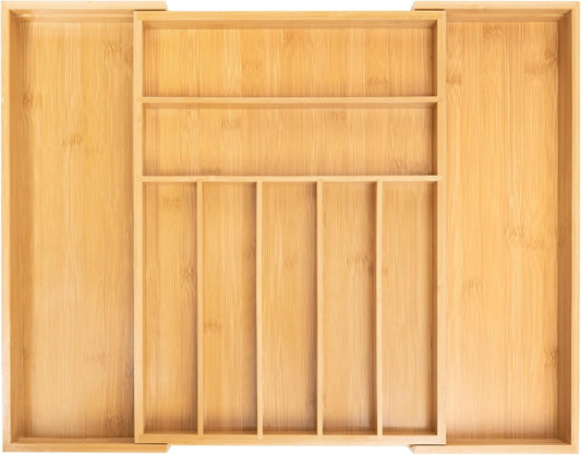 Besilord Silverware Organizer Acacia Wood Utensil Organizer Acacia Kitchen Drawer Organizer Silverware Holder Cutlery Organizer in Drawer Flatware Organizer（9 Slot, Natural)
