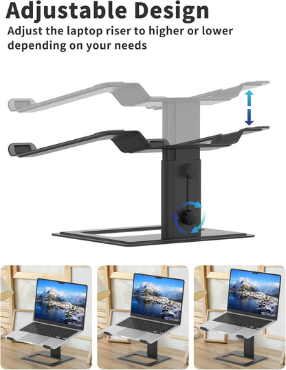 Soundance Adjustable Laptop Stand for Desk, Computer Stand, Ergonomic Laptop Riser Holder Compatible with 10 to 17.3 Inches Notebook PC Computer, Black