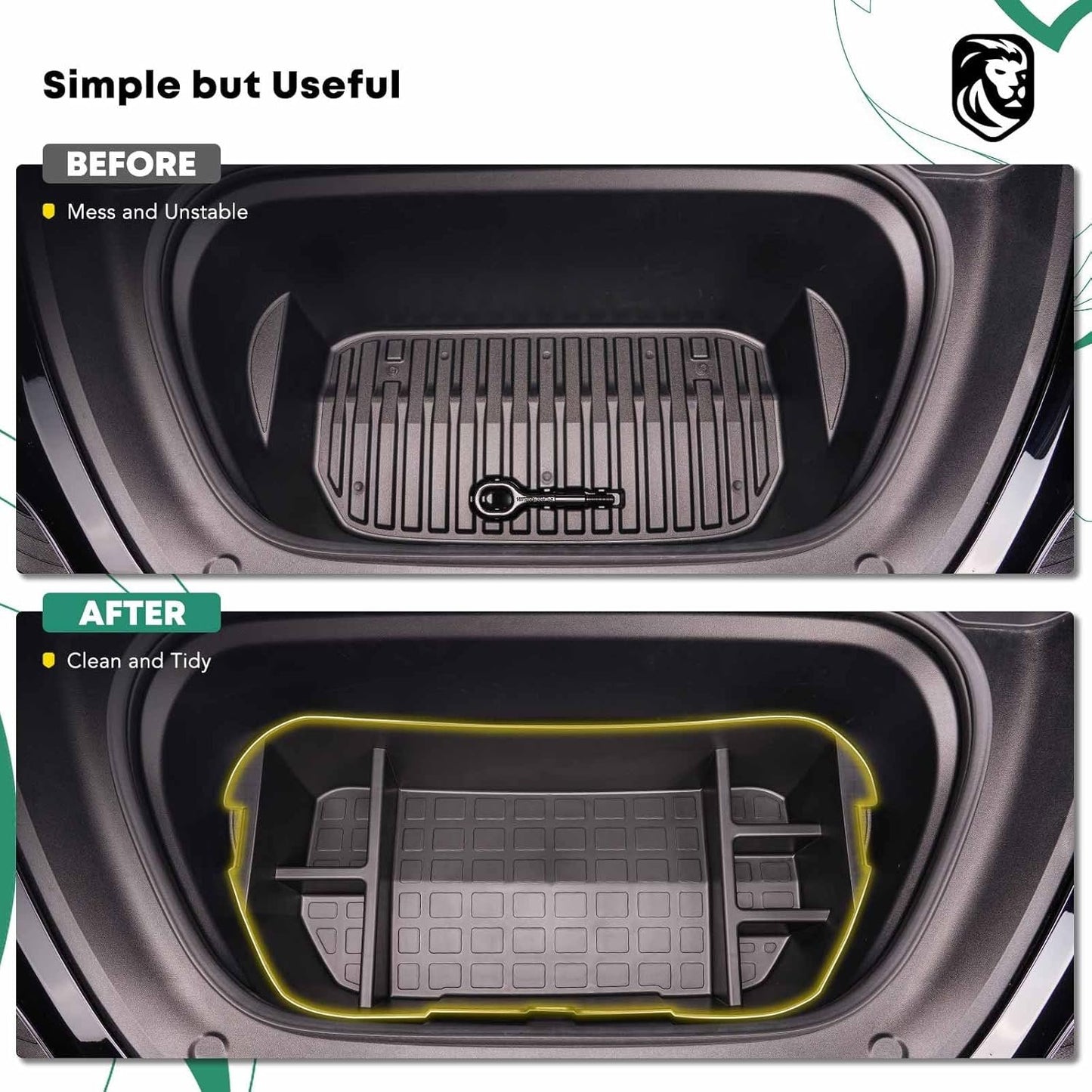 YHTAUTO Front Trunk Organizer Compatible with Tesla Model Y 2020 2021 2022 2023 2024, Frunk Storage Organizer Storage Box fits Tesla Y Accessories, 6 Separate Spaces