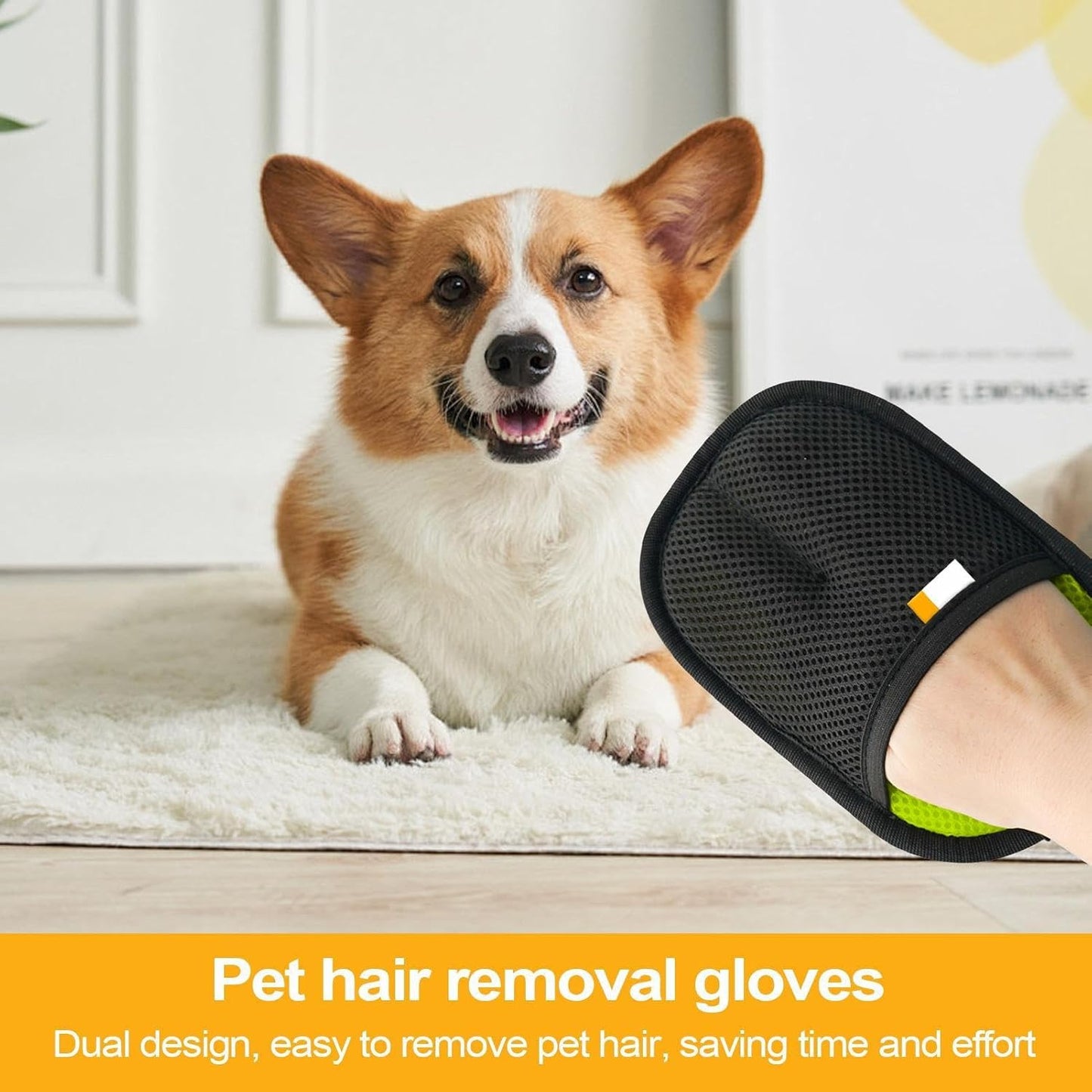Pet Hair Remover, Grooming Gloves, Lint Cleaner Tool, Portable Brush, Efficient Hair Removal for Furniture, Bedding, Couch, Carpet, Mat, Rug Cleaning and Maintenance