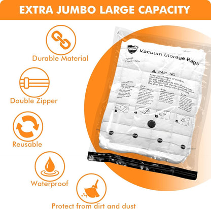 15 Pack Vacuum Storage Bags with Electric Pump (3 Jumbo, 3 Large, 3 Medium, 3 Small, 3 Roll Up), Space Saver Sealer Compression Bags for Blankets, Comforters, Pillows, Clothes Storage