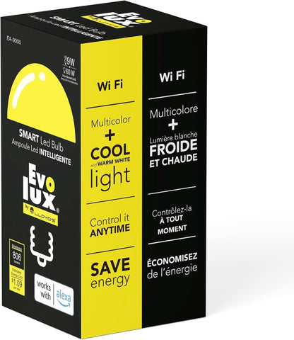 WiFi LED Dimmable Smart Light Bulb (E26) - Ampoule Intelligente - Smart Bulbs Alexa Compatible - Colour Changing, 806 Lumens - Energy Saver for 2.4 GHz Networks No Hub Needed - Warm & Cool White Light