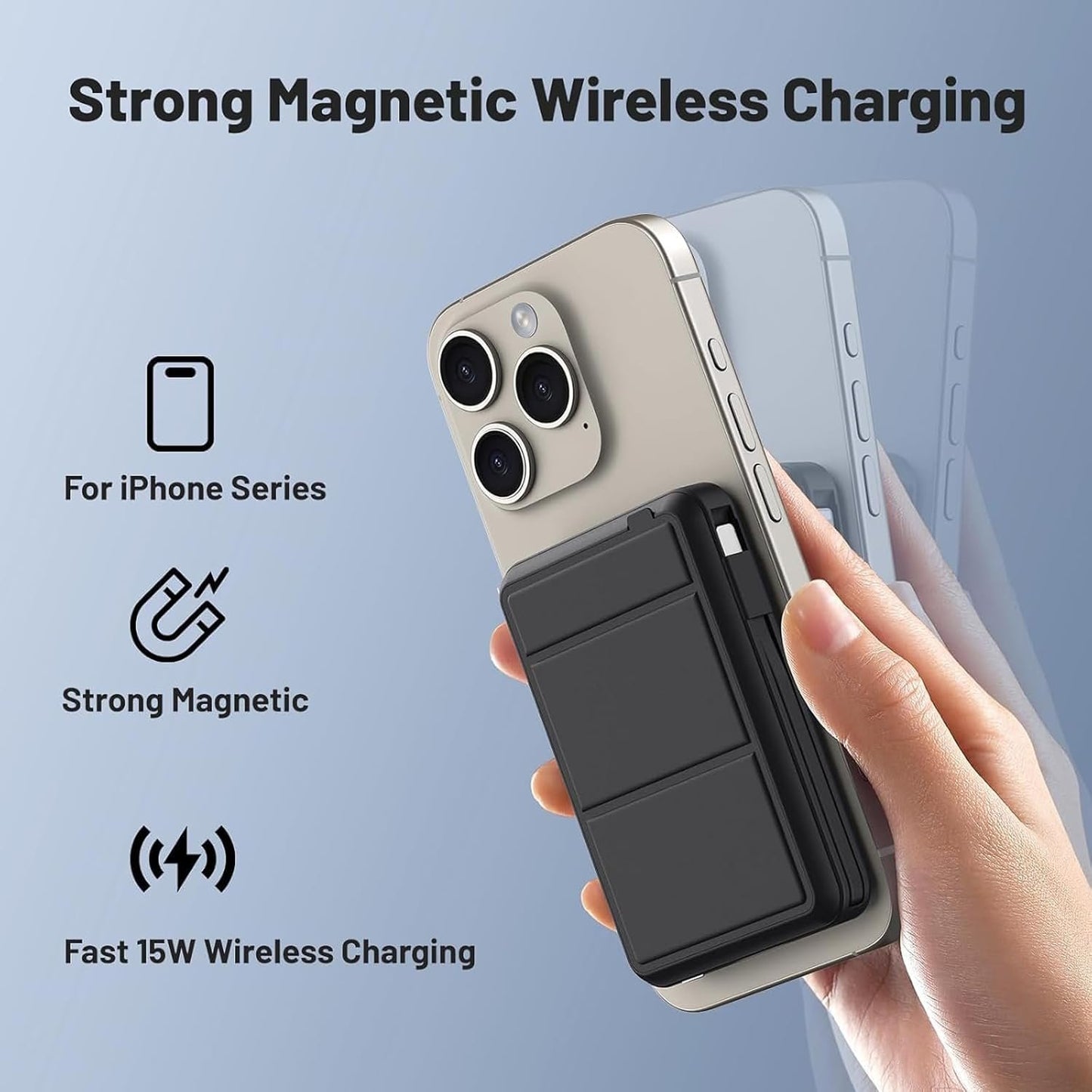 for Magsafe Battery Pack, 10000mAh Magnetic Power Bank 22.5W PD Fast Charging with USB-C Cable LED Display Wireless Portable Charger for Magsafe with Stand for iPhone 16/15/14/Pro Max