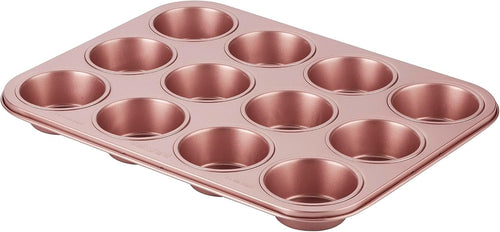 Wiltshire Rose Gold 12 Cup Muffin Pan â€“ Non-Stick Bakeware with Embossed Measurements