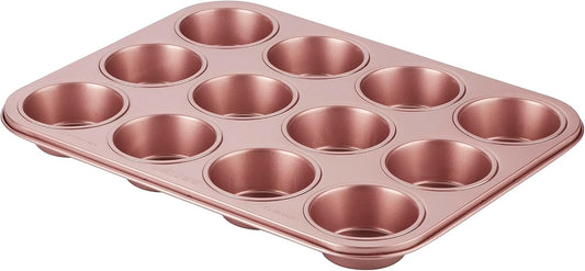 Wiltshire Rose Gold 12 Cup Muffin Pan â€“ Non-Stick Bakeware with Embossed Measurements
