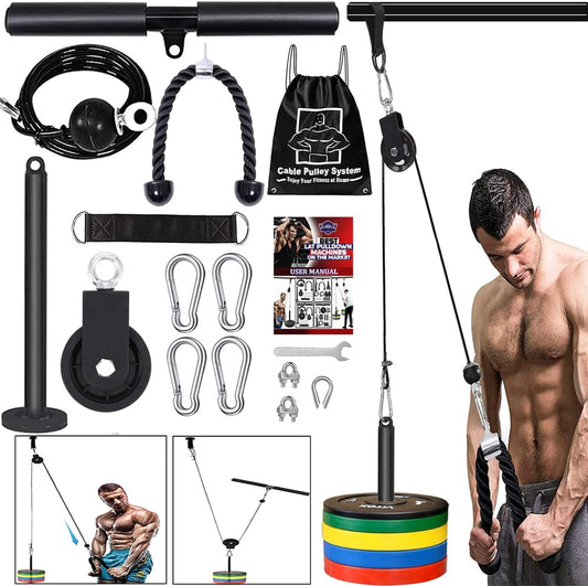 Taeku Pulley System for Exercise, LAT Fitness Pulley Machine Attachments Pro Weight Lift Strength Training Equipment for Gym Home