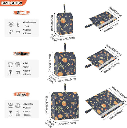 Storage Bags For Travel with Zipper 3 Set Packing Travel Bags Suitcase Organizer Bag Organization And Storage Bedroom Happy Autumn and Thanks Giving