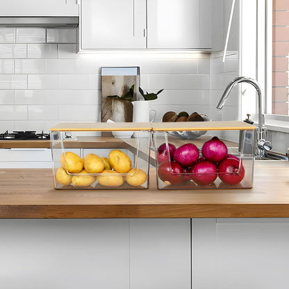 2 Set Pantry Organizers and Storage Stackable Onion Potato Storage Container Produce Storage for Vegetable, Fruit