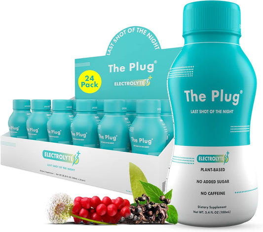 The Plug Recovery Drink, 24-Pack - All-Natural Plant-Based Electrolyte & Liquid Hydration Pack - Supports Liver Detox, Immunity, Anti-Dehydration & Increased Energy - No Added Sugar & No Caffeine
