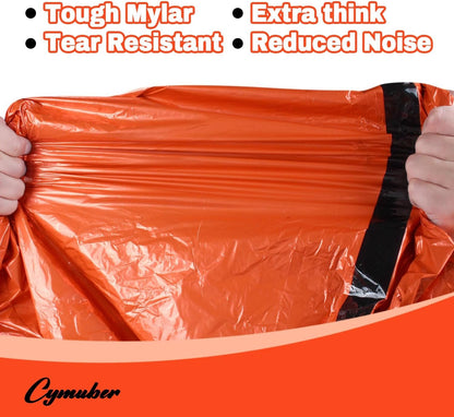 Emergency Sleeping Bag Survival Bag,Cymuber 2 Pack Portable Waterproof Thermal Bivy Sacks Tac Bivvy Bags,84"x36" Camping Mylar Sleeping Bag Survival Gear Emergency Blankets Survival Shelter