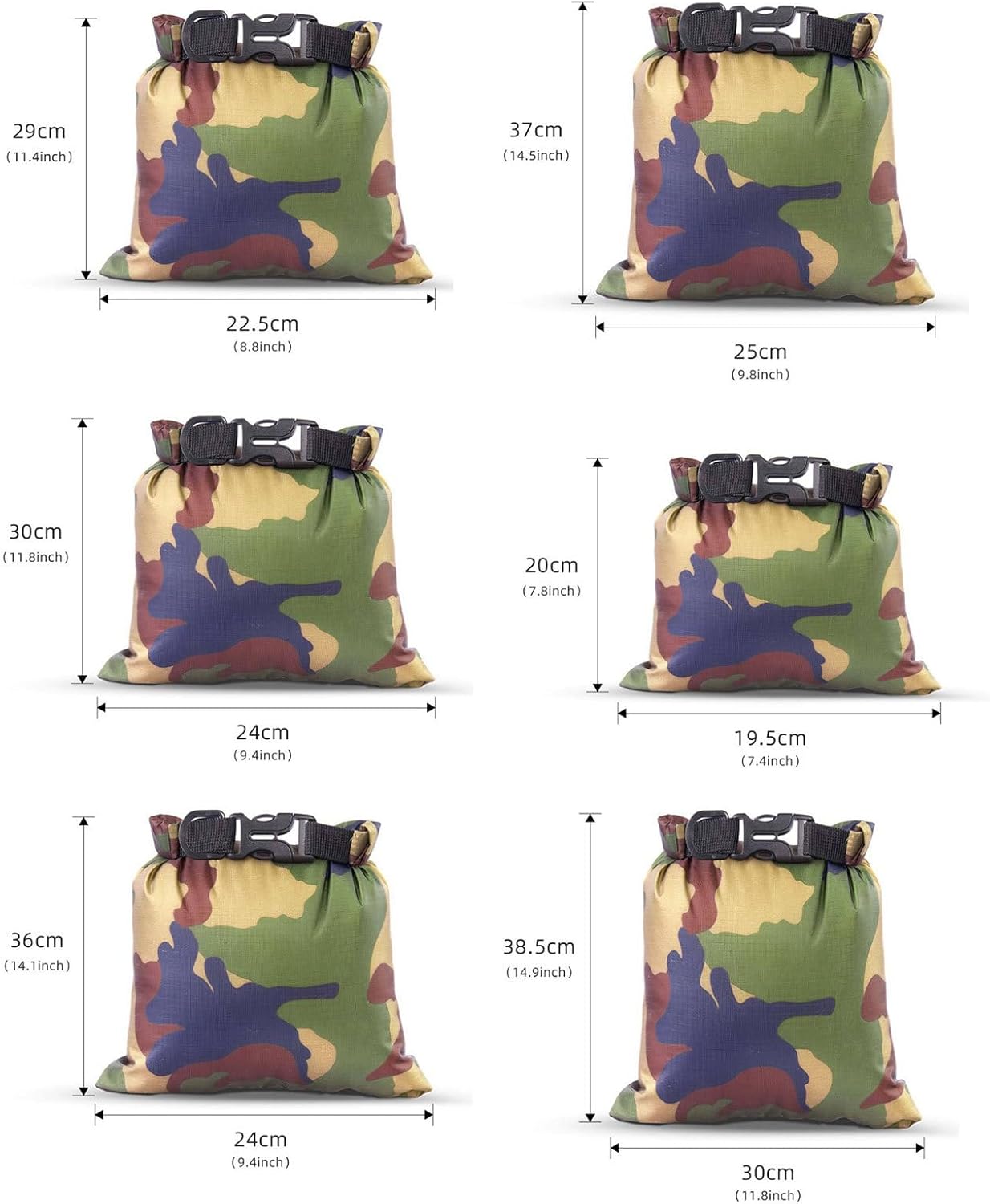 Nkmujil Waterproof Dry Bag, Camouflage Pattern, Gear Storage Pouch, Quick Access for Outdoor Activities, Ideal for Kayaking Backpacking Clothes Water-Resistant Travel Container